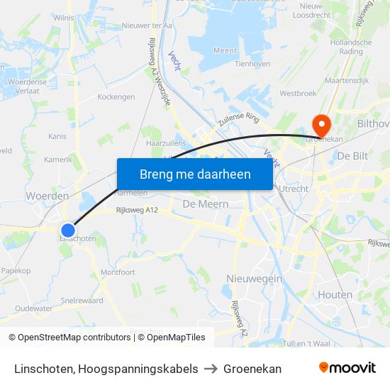 Linschoten, Hoogspanningskabels to Groenekan map