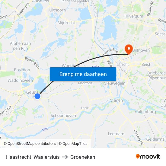 Haastrecht, Waaiersluis to Groenekan map