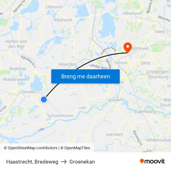 Haastrecht, Bredeweg to Groenekan map