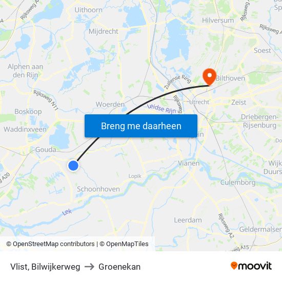 Vlist, Bilwijkerweg to Groenekan map