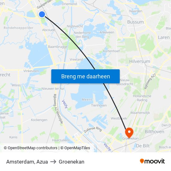 Amsterdam, Azua to Groenekan map