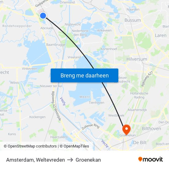 Amsterdam, Weltevreden to Groenekan map