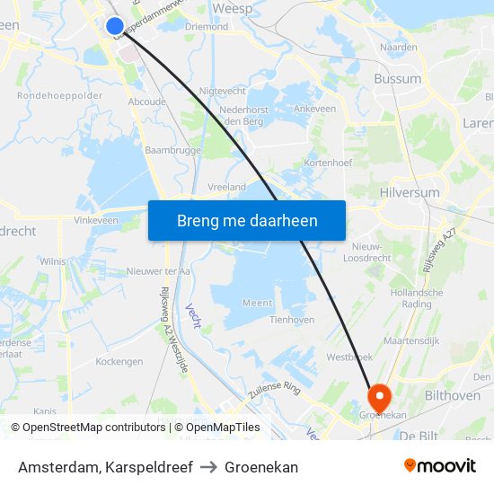 Amsterdam, Karspeldreef to Groenekan map