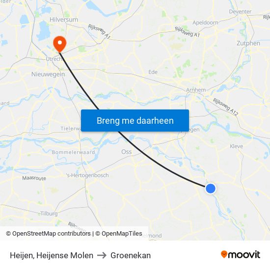 Heijen, Heijense Molen to Groenekan map