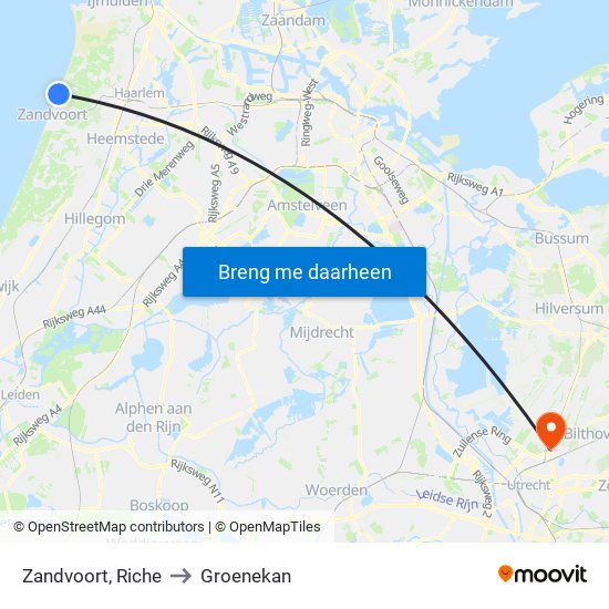 Zandvoort, Riche to Groenekan map