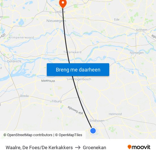 Waalre, De Foes/De Kerkakkers to Groenekan map