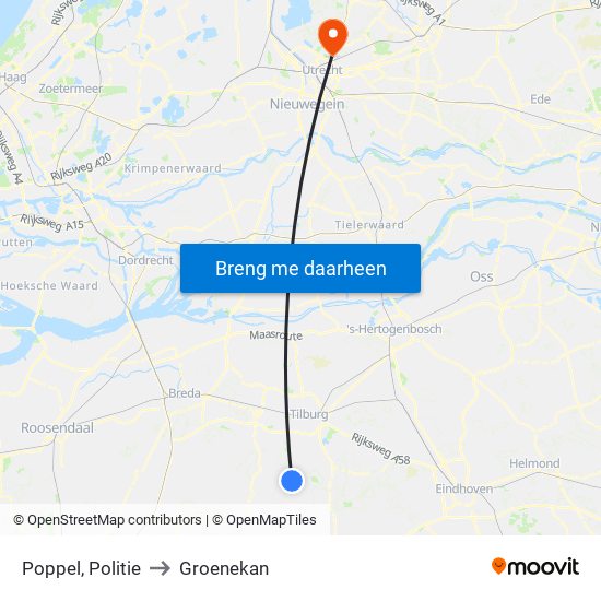 Poppel, Politie to Groenekan map