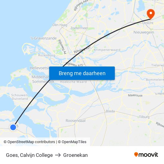 Goes, Calvijn College to Groenekan map