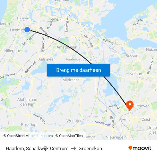 Haarlem, Schalkwijk Centrum to Groenekan map