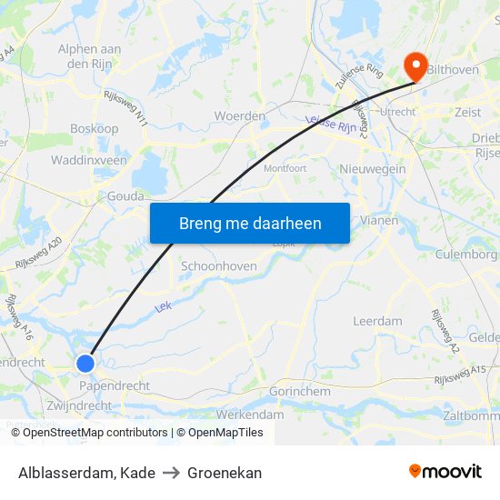 Alblasserdam, Kade to Groenekan map