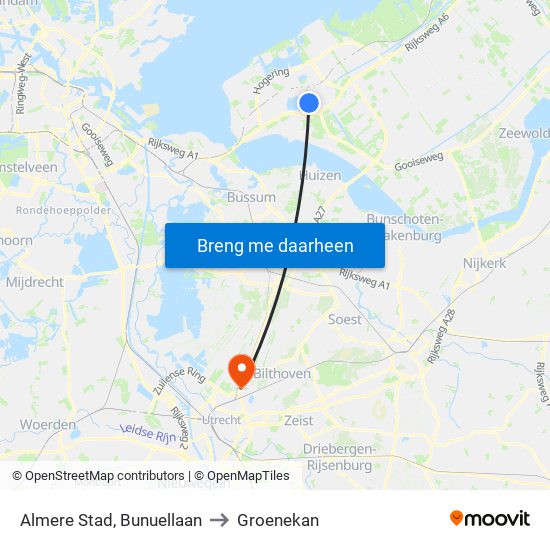 Almere Stad, Bunuellaan to Groenekan map