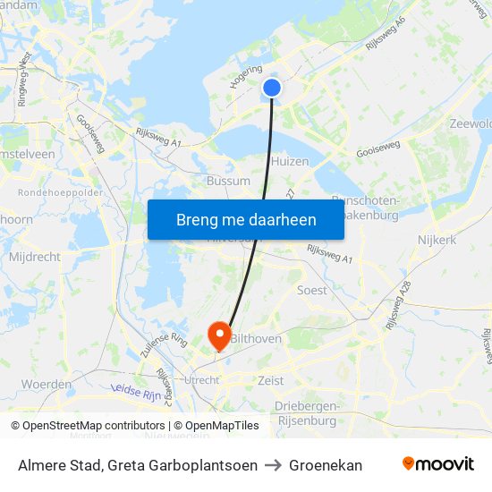 Almere Stad, Greta Garboplantsoen to Groenekan map