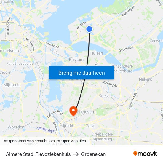 Almere Stad, Flevoziekenhuis to Groenekan map