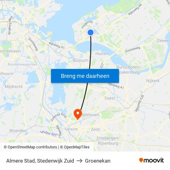 Almere Stad, Stedenwijk Zuid to Groenekan map