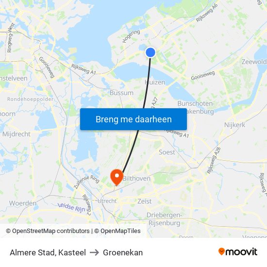 Almere Stad, Kasteel to Groenekan map