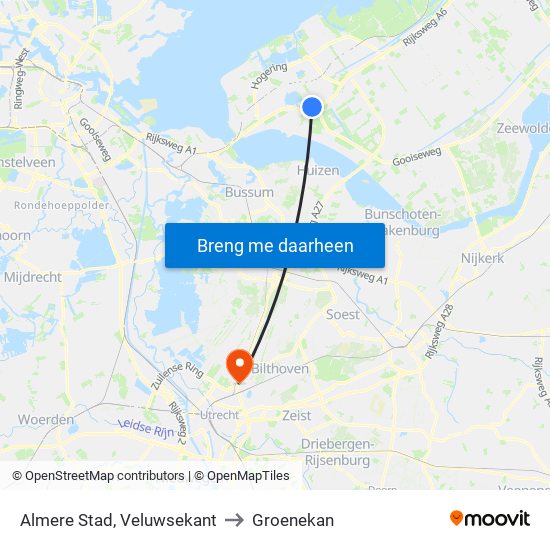 Almere Stad, Veluwsekant to Groenekan map