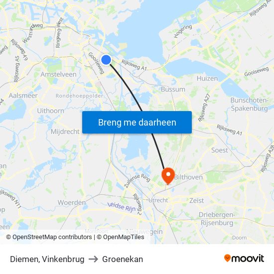 Diemen, Vinkenbrug to Groenekan map