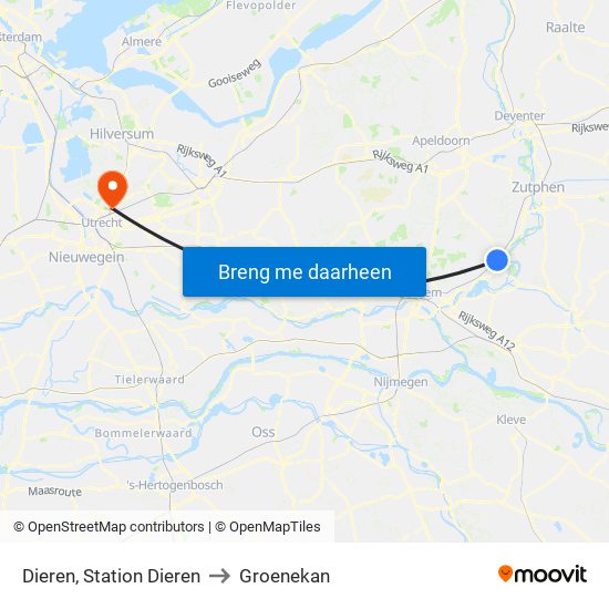 Dieren, Station Dieren to Groenekan map