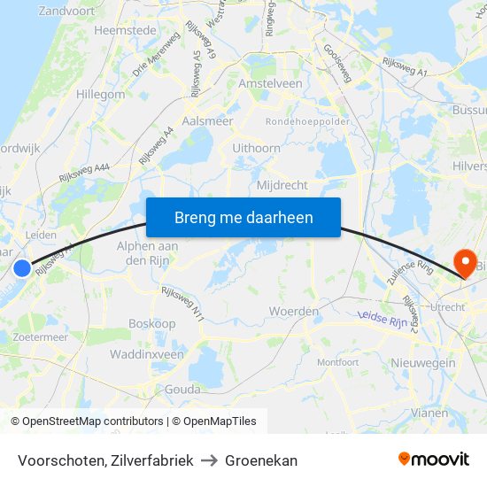 Voorschoten, Zilverfabriek to Groenekan map