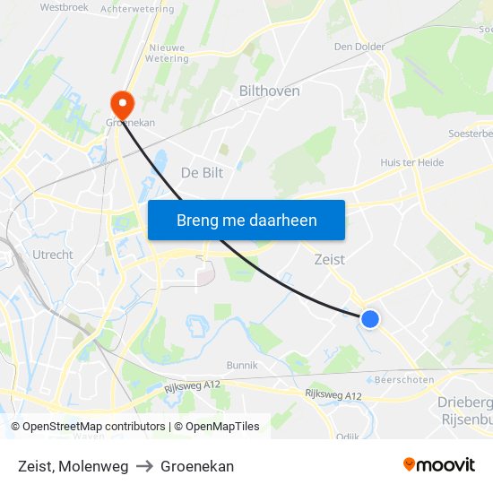 Zeist, Molenweg to Groenekan map