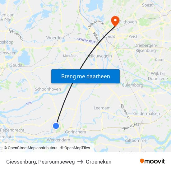 Giessenburg, Peursumseweg to Groenekan map