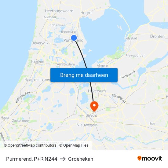 Purmerend, P+R N244 to Groenekan map