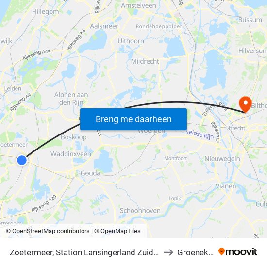 Zoetermeer, Station Lansingerland Zuidzijde to Groenekan map