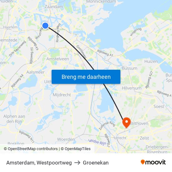 Amsterdam, Westpoortweg to Groenekan map