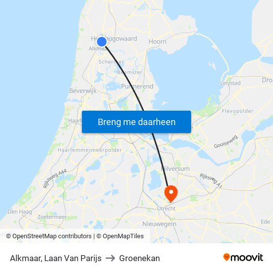Alkmaar, Laan Van Parijs to Groenekan map