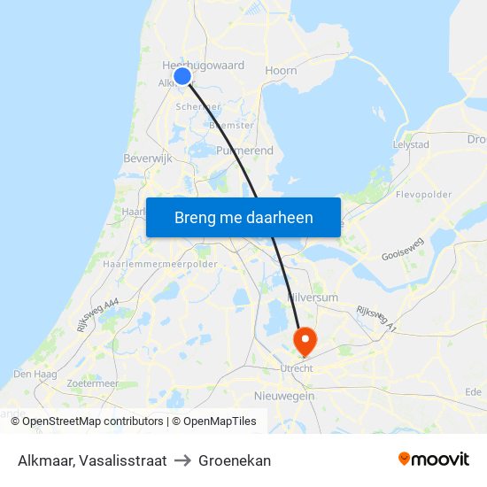 Alkmaar, Vasalisstraat to Groenekan map