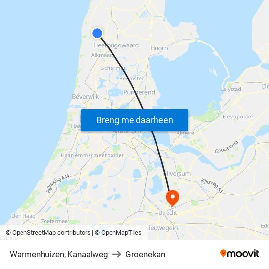 Warmenhuizen, Kanaalweg to Groenekan map