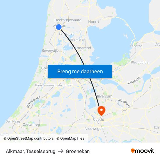 Alkmaar, Tesselsebrug to Groenekan map