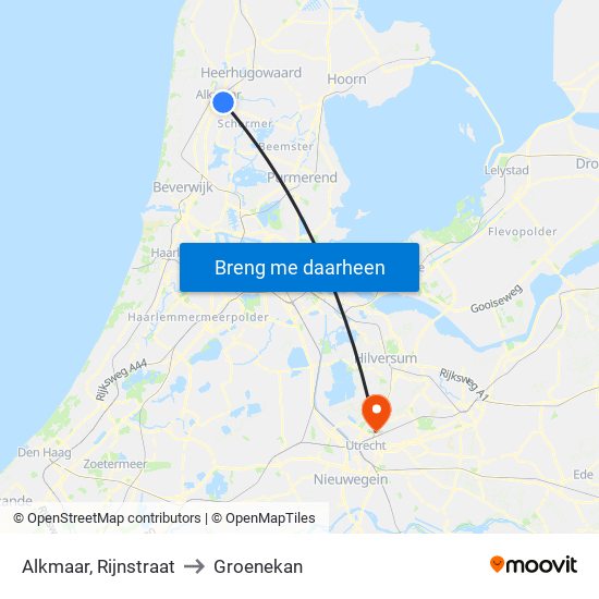 Alkmaar, Rijnstraat to Groenekan map