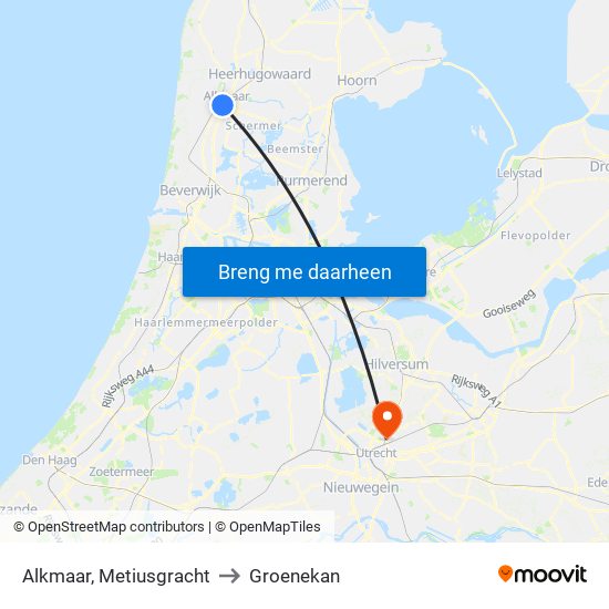 Alkmaar, Metiusgracht to Groenekan map