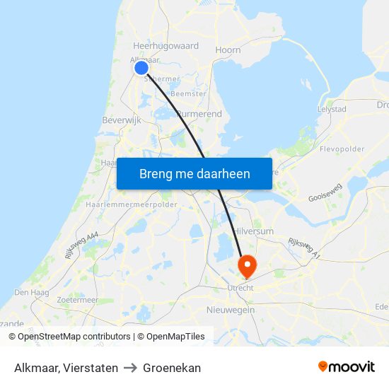 Alkmaar, Vierstaten to Groenekan map