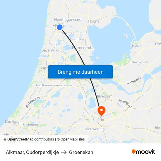 Alkmaar, Oudorperdijkje to Groenekan map