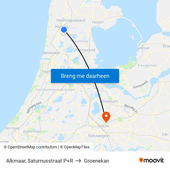 Alkmaar, Saturnusstraat P+R to Groenekan map