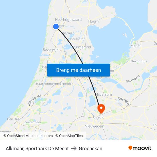 Alkmaar, Sportpark De Meent to Groenekan map