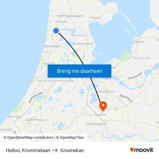 Heiloo, Krommelaan to Groenekan map