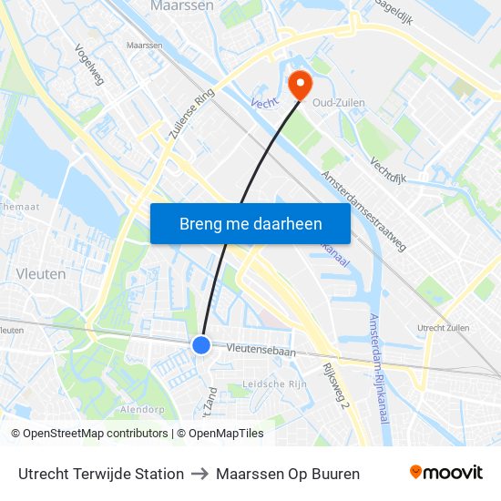Utrecht Terwijde Station to Maarssen Op Buuren map
