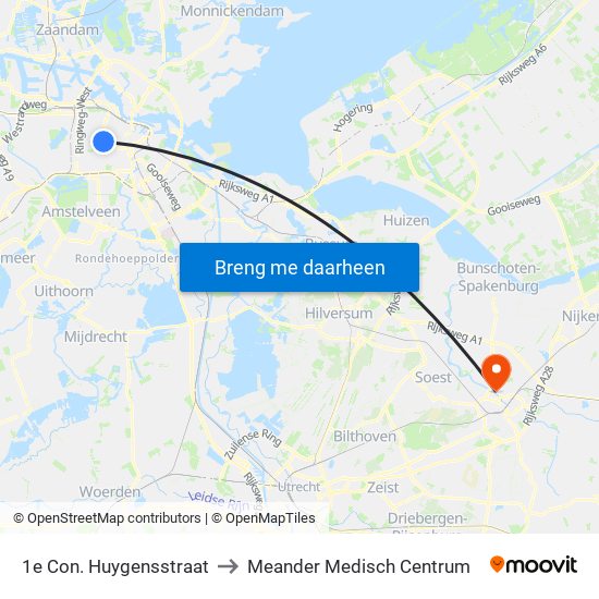 1e Con. Huygensstraat to Meander Medisch Centrum map