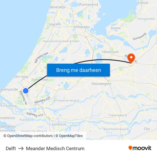Delft to Meander Medisch Centrum map