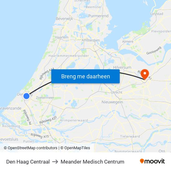 Den Haag Centraal to Meander Medisch Centrum map