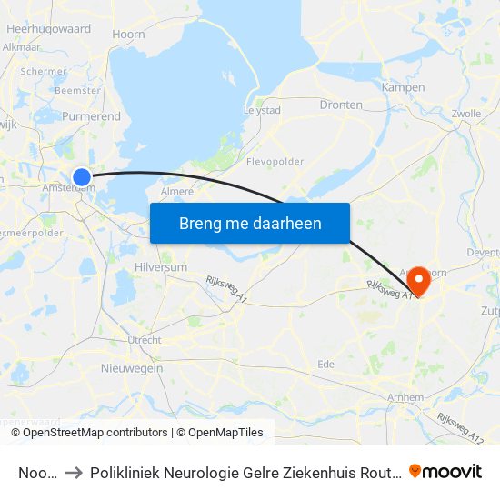 Noord to Polikliniek Neurologie Gelre Ziekenhuis Route 134 map