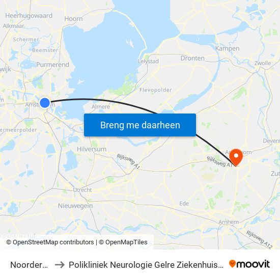 Noorderpark to Polikliniek Neurologie Gelre Ziekenhuis Route 134 map