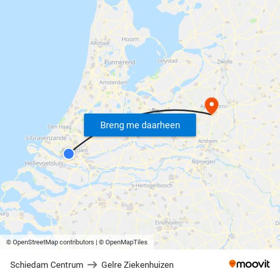 Schiedam Centrum to Gelre Ziekenhuizen map