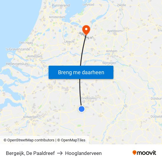 Bergeijk, De Paaldreef to Hooglanderveen map