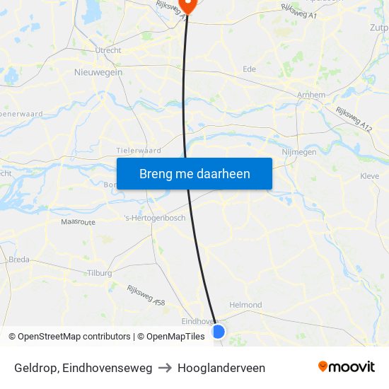 Geldrop, Eindhovenseweg to Hooglanderveen map