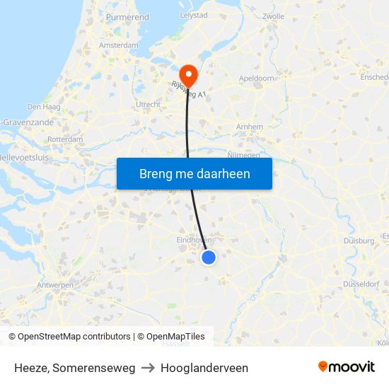 Heeze, Somerenseweg to Hooglanderveen map