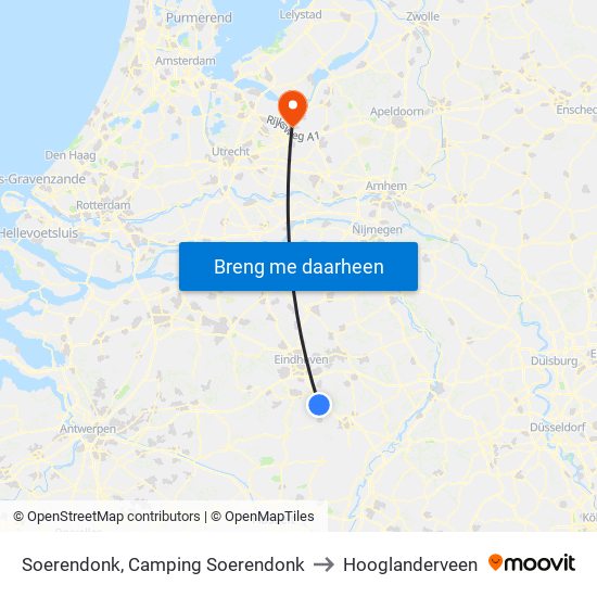 Soerendonk, Camping Soerendonk to Hooglanderveen map